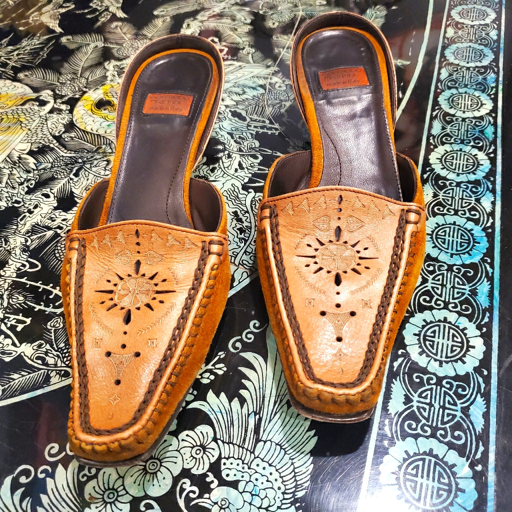 Goffredo Fantini Camel Leather Flex Slide 8.5